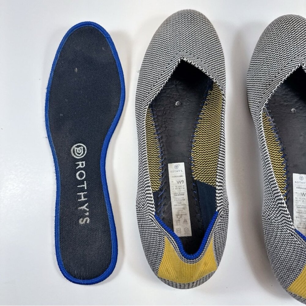 Rothy's Womens 9 Shale Ribbon Stripe Round Toe Flats - Picture 12 of 14